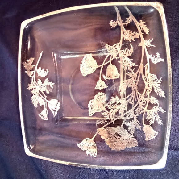 Silver City Clear Glass Silver Overlay "Flanders Poppies" Duo - Picture 8 of 11